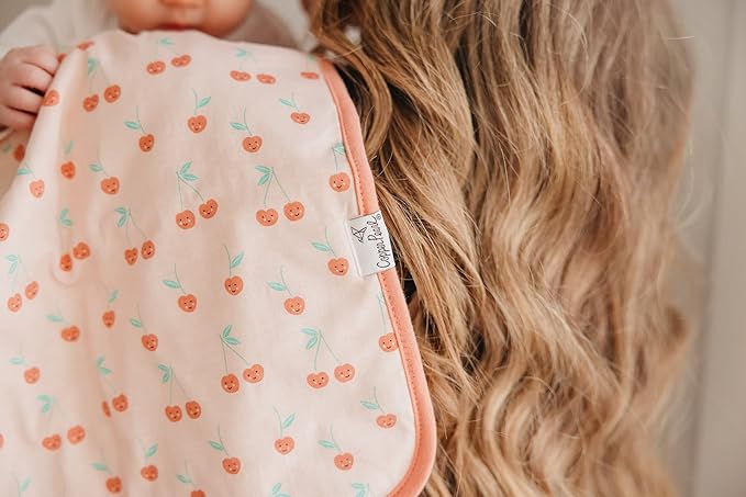 Copper Pearl Premium Baby Burp Cloths - 3-Pack Large Cotton Burp Cloths, Extra Soft Spit Up Rags with 3 Absorbent Layers, Perfect for Baby Girl Gifts (21" x 10" Size, Cheery Set)