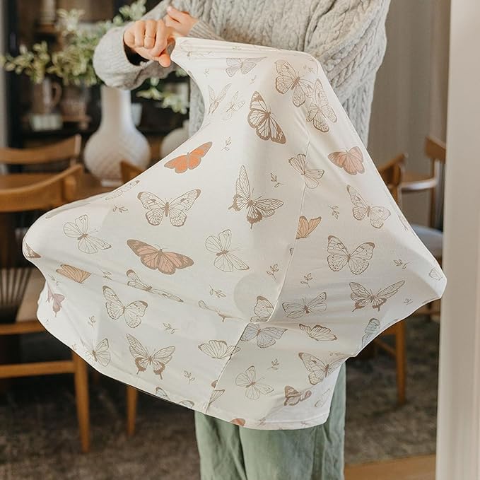 Baby Car Seat Cover Canopy and Nursing Cover Multi-Use Stretchy 5 in 1 Gift "Luna" by Copper Pearl