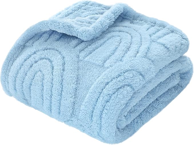 HOMRITAR Baby Blanket with 3D Rainbow Super Soft Cozy Fluffy Fleece Blankets for Boys Girls, Room Decor Birthday Gifts Baby Bedding for Toddle Newborn, Blue, 30 x 40 Inches