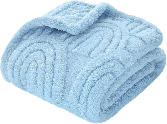 HOMRITAR Baby Blanket with 3D Rainbow Super Soft Cozy Fluffy Fleece Blankets for Boys Girls, Room Decor Birthday Gifts Baby Bedding for Toddle Newborn, Blue, 30 x 40 Inches