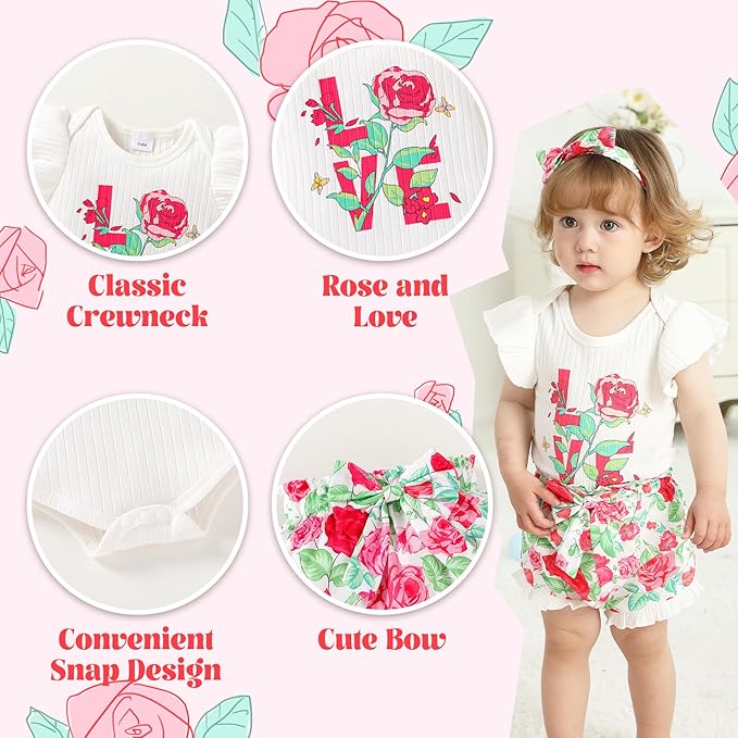 Tiny Cutey Newborn Infant Baby Girl Clothes Romper Floral Shorts Set Summer Outfits Baby Girls' Clothing