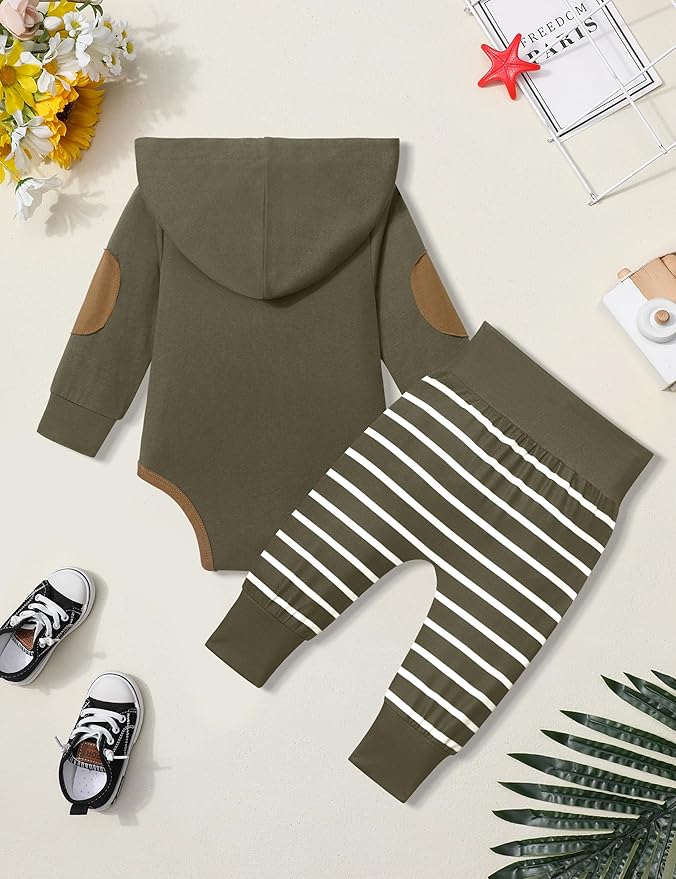 Fommy Newborn Baby Boy Clothes Plaid Letter Print Long Sleeve Hoodies + Long Pants 2PCS Fall Winter Outfits Set