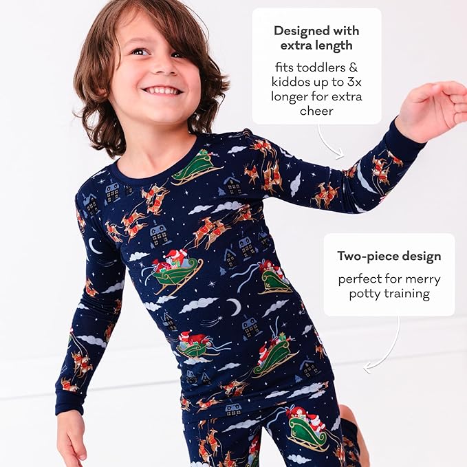 Little Sleepies Two-Piece Pajama Set for Boys & Girls, Soft Viscose from Bamboo Toddler Pajamas for Kids, Family Matching PJs