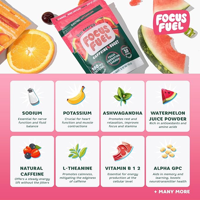 Energy Chews – Strawberry Lemonade Flavor (15 Servings) – 100mg Caffeine + Alpha GPC + L-Theanine + B12, Magnesium – Boost Focus & Energy – No Crash or Jitters