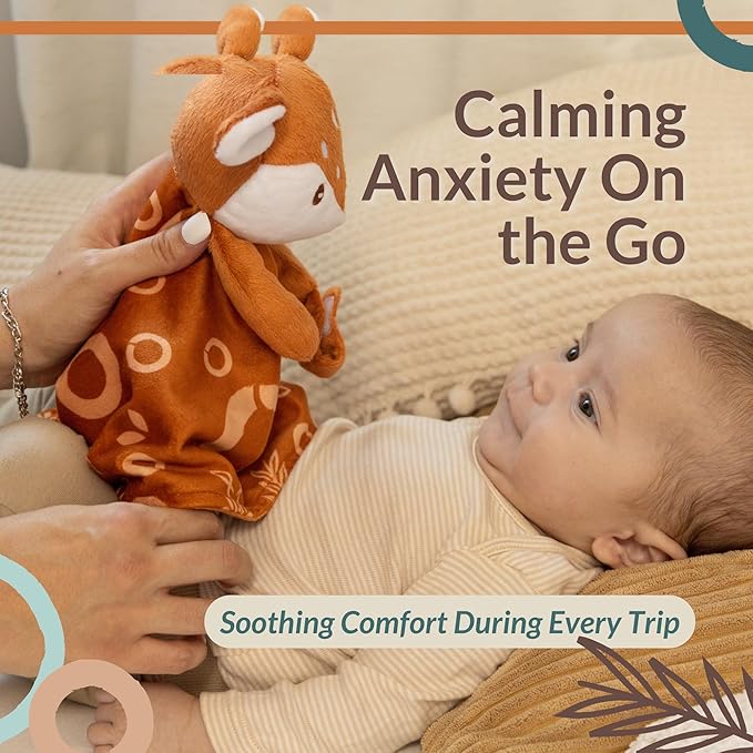 Baby Lovey Security Blanket Newborn - Plush Stuffed Animal with Pacifier Holder, Gender Neutral Baby Gift, Cozy Blanket for Boy & Girl Patterned