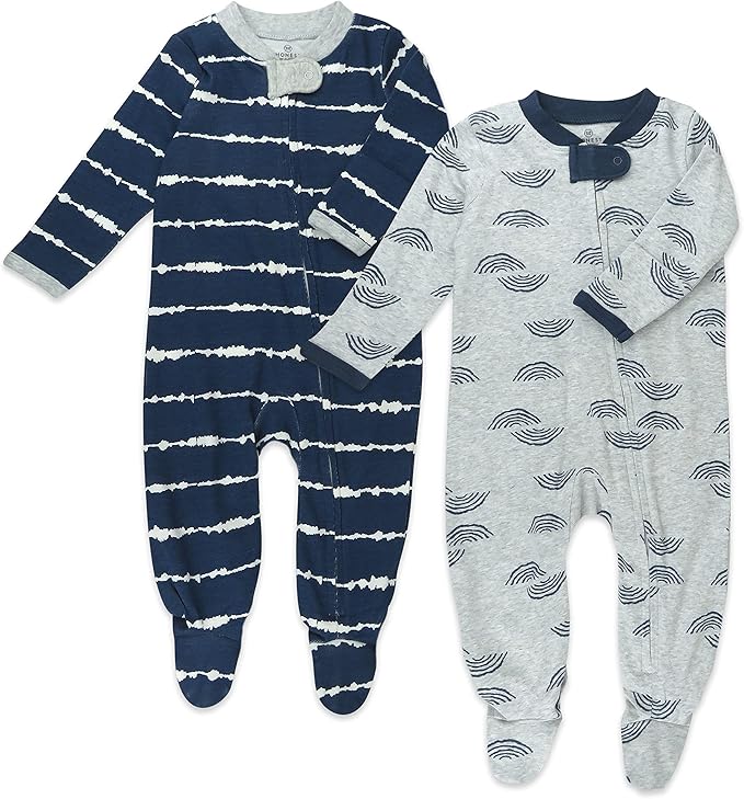 HonestBaby Baby Sleep N' Play One-Piece Zip-Front Footed Organic Cotton Pajama Sleeper