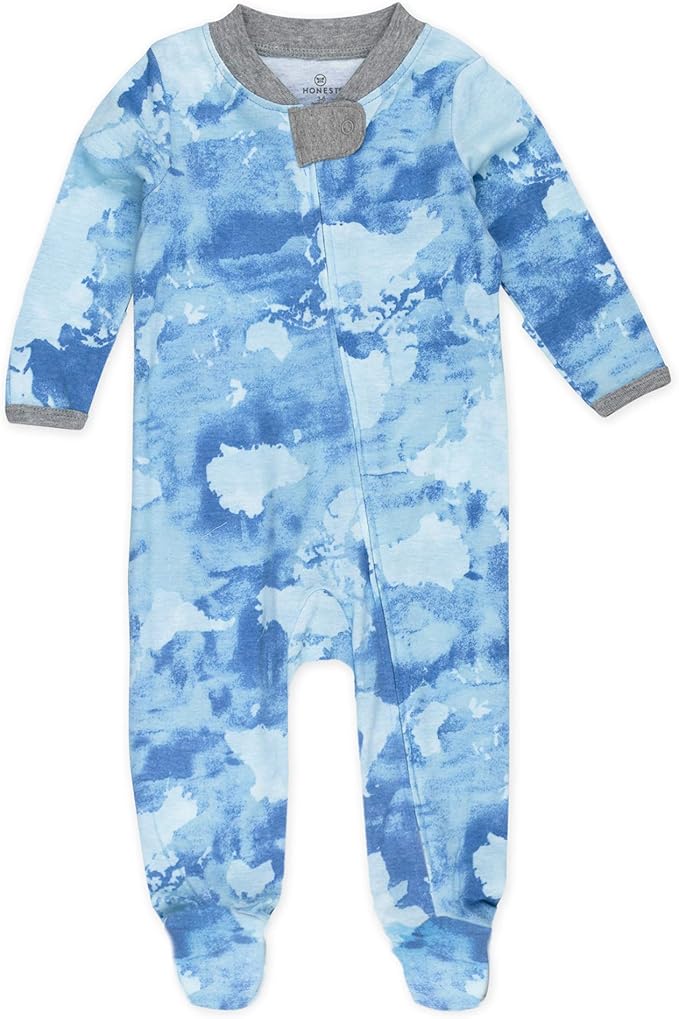 HonestBaby Sleep & Play Footed One-piece Pajama Sleeper 100% Organic Cotton, Baby Boys