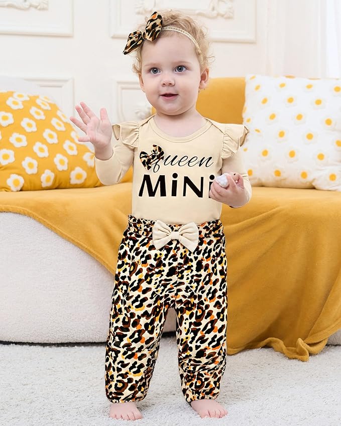 Baby Girl Clothes Newborn Infant Cotton Ruffle Romper+ Floral Pants + Headband Sets Fall Winter Outfits