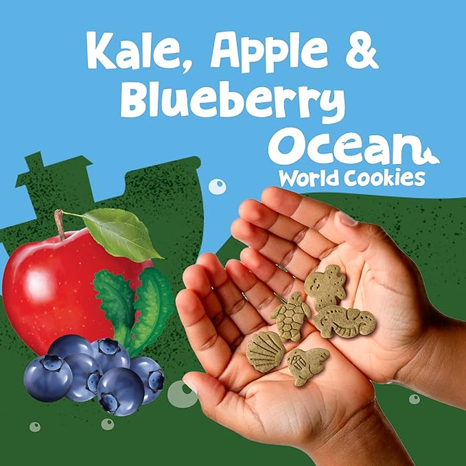 Get'ems! from Gerber, Snacks for Kids, Kale, Apple & Blueberry Ocean World Cookies, Made with Real Veggies & Fruits, Iron & Vitamin E - 4 pack