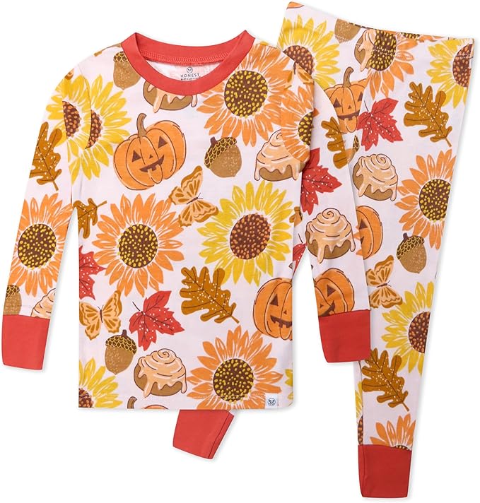 HonestBaby unisex-baby Celebration 2-piece Pajamas Sleepwear Pjs 100% Organic Cotton for Baby, Toddler, Kids