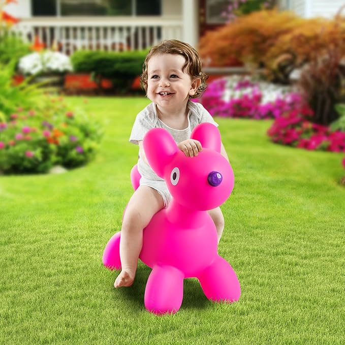 EVERICH TOY Bouncy Horse Hopper for Toddlers, Balloon Dog Bouncy Animals Jumping Horse, Inflatable Ride on Bouncer Hopping Toys Gifts for Boys Girls 18 Months 2 3 4 5 6 Years Old