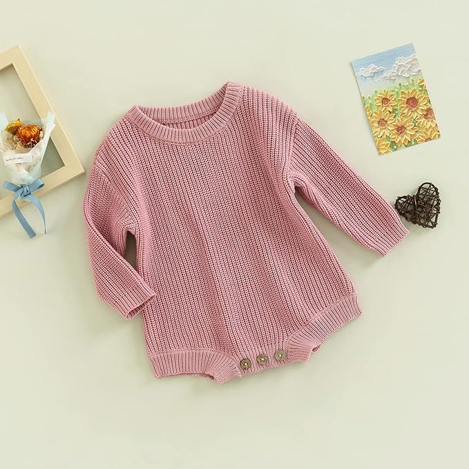 FYBITBO Baby Girl Boy Sweater Knit Oversized Pullover Sweatshirt Romper Onesie Warm Fall Winter Clothes Outfit Newborn