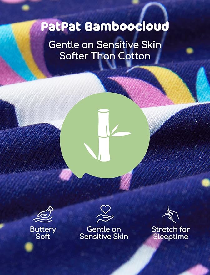 PATPAT Bamboo Viscose Pajama Sets for Toddler Boys & Girls Baby Kids, Ultra-soft Snug fit Pjs Sleepers for Birthday Holiday