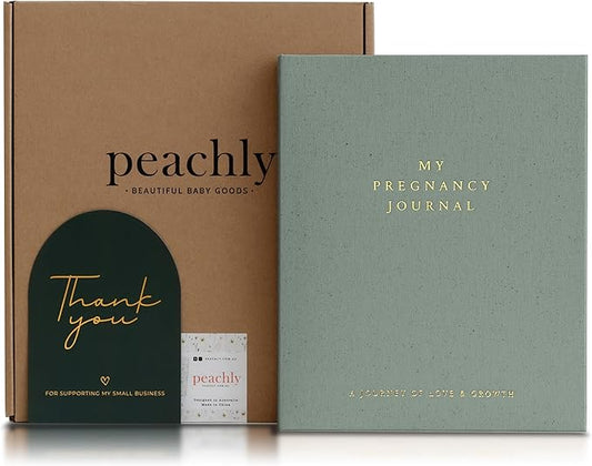 Peachly Pregnancy Journal - Linen Pregnancy Book to Capture Every Milestone - Pregnancy Must Haves - Baby Book Keepsake Pregnancy Journals For First Time Moms and Experienced Moms (Sage)