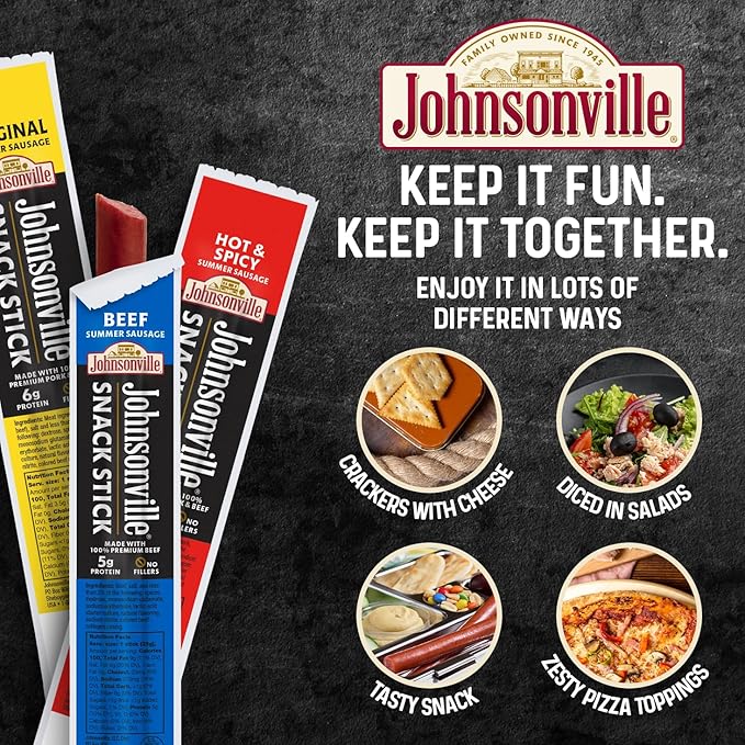 Johnsonville Summer Sausage Snack Sticks - Dairy Free, Gluten Free Protein Snacks, Jerky Snack Packs - Sweet Teriyaki, 1 oz., 24-Pack