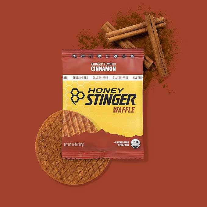 Honey Stinger Organic Gluten Free Cinnamon Waffle, Energy Stroopwafel for Exercise, Endurance and Performance, Sports Nutrition for Home & Gym, Pre and Post Workout, Box of 16 Waffles, 16.96 Ounces