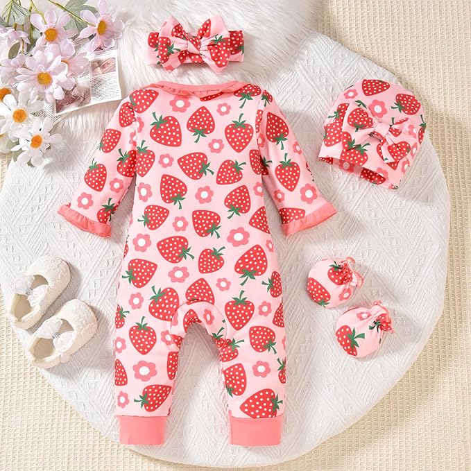 Aalizzwell Baby Girls Romper Outfit Fall Winter Clothes with Accessories