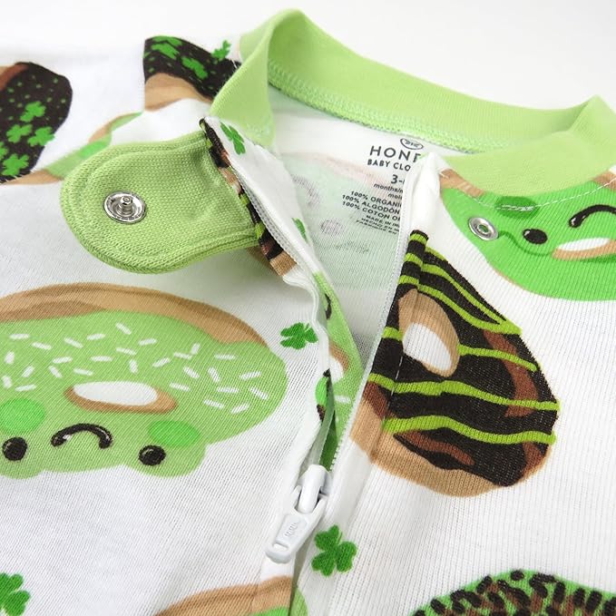 HonestBaby Baby Celebration Sleep & Play Footed One-Piece Pajama Sleeper 100% Organic Cotton