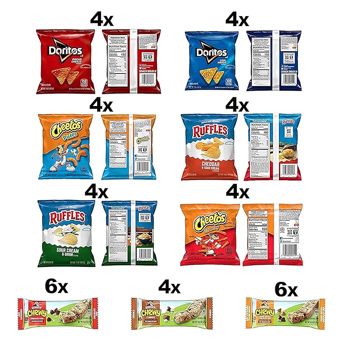 Frito Lay Chips and Quaker Chewy Granola Bars Variety Pack, (Pack of 40)