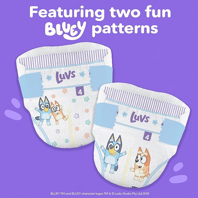 Luvs Size 3 Baby Diapers, Platinum Protection Bluey Diapers for Day & Night, Size 3, 234 Count (Packaging May Vary)