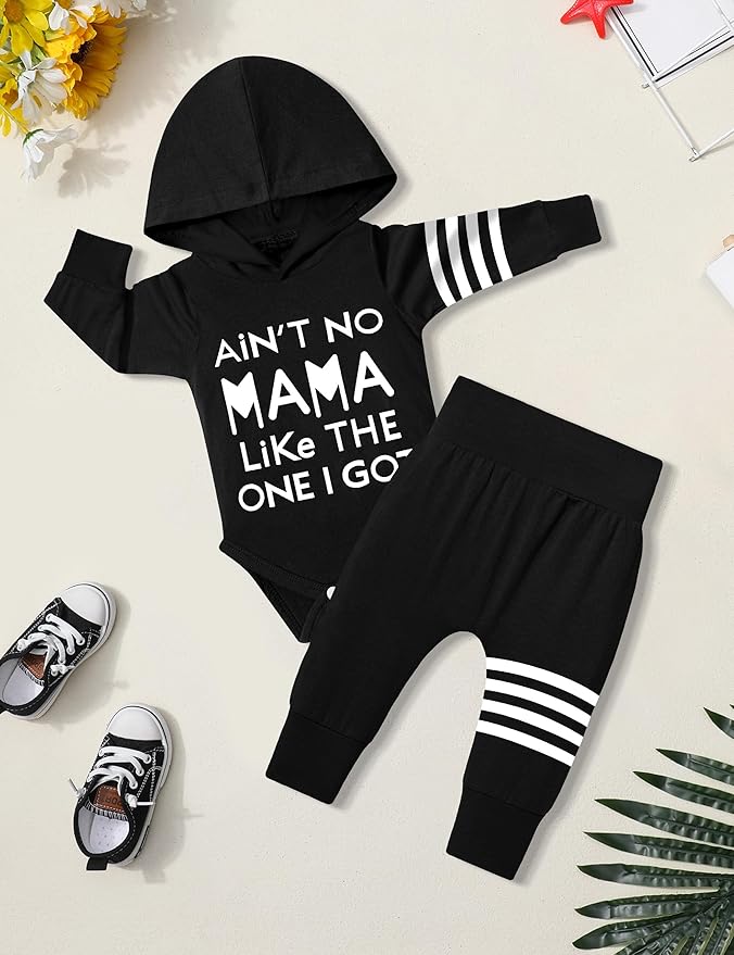 Fommy Newborn Baby Boy Clothes Plaid Letter Print Long Sleeve Hoodies + Long Pants 2PCS Fall Winter Outfits Set