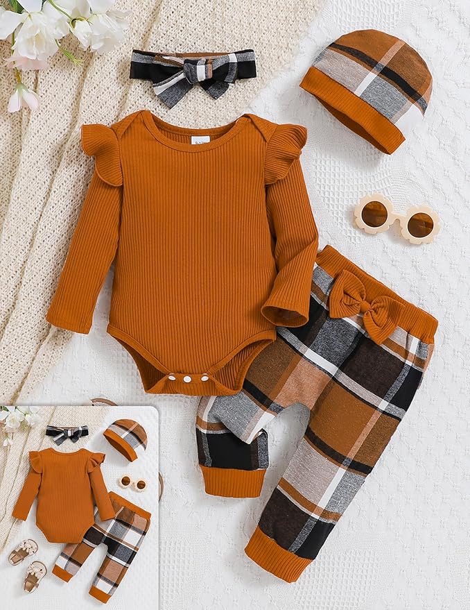 Baby Girl Clothes Newborn Infant Outfits Cute Summer Clothes Spring Romper Set+Hat+Headband