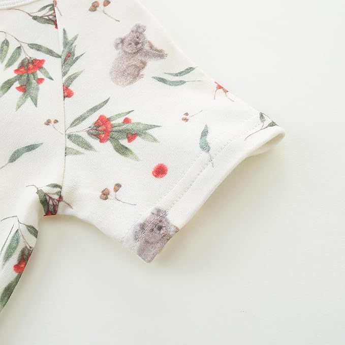 Baby Boy Girl Romper Short Sleeve 100% Cotton Bodysuit Outfits 2 Way Zipper Jumpsuit