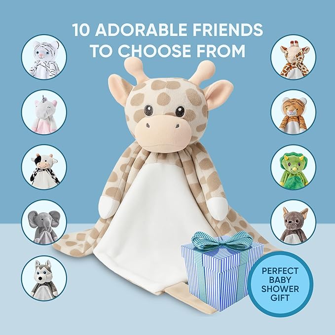 Love By Emi Baby Music Lovey Beige & White Giraffe, Baby Sleep Soother for Crib & Cuddle Bedtime, White Noise with Heartbeat & Lullaby, Plush Sound Toy, Stuffed Animal for Newborns, Infants & Toddlers