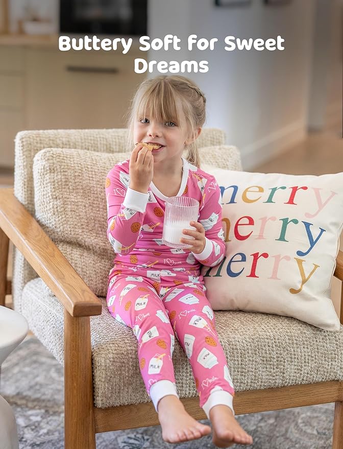 PATPAT Bamboo Viscose Pajama Sets for Toddler Boys & Girls Baby Kids, Ultra-soft Snug fit Pjs Sleepers for Birthday Holiday