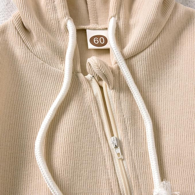 Unutiylo Unisex Baby Boys Girls Long Sleeve Infant Baby Zipper Hooded Jumpsuits Romper Loose Outfit Clothes