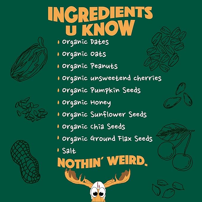 BAR-U-EAT Gluten-Free, Organic, Soft & Chewy Energy Bar. Real Food | Seed Oil Free | No Artificial Sugar | Compostable Packaging | Healthy Snacks (Peanuts N' Cherries 12 Pack)