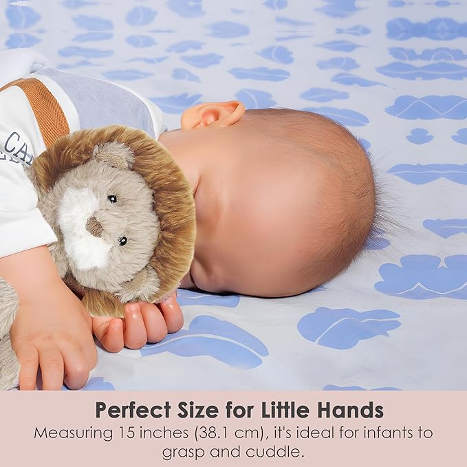MON AMI Security Blankie for Babies Plush Stuffed Animal Security Blanket, Baby Snuggle Toy, Unisex Newborn (Leon Lion)