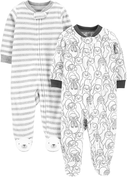 Simple Joys by Carter's unisex-baby 2-pack Neutral Fleece Footed Sleep and Play