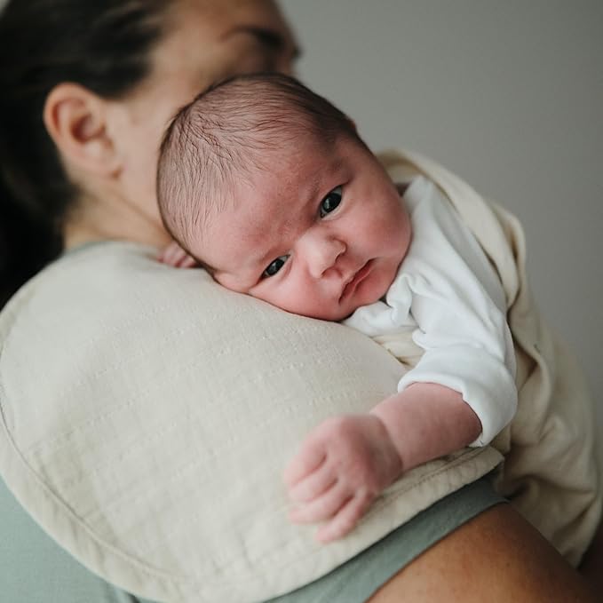 mushie Muslin Baby Burp Cloths | 100% Organic Cotton, Set of 2 (Retro Flowers/Fog)