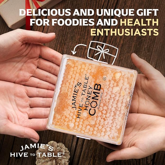 Jamie's Hive To Table 100% Raw Honeycomb, 12 Oz – All-Natural Pure Georgia Honeycomb, No Additives or Preservatives, Non-GMO