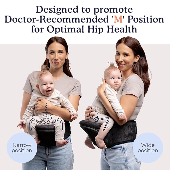 Beco Foldable Hip Seat Carrier - Baby 4-in-1 Easy-to-Use Carrier with Space-Saving Design for Newborn to Toddler (0-36 months/7-32.8 lbs (Black)