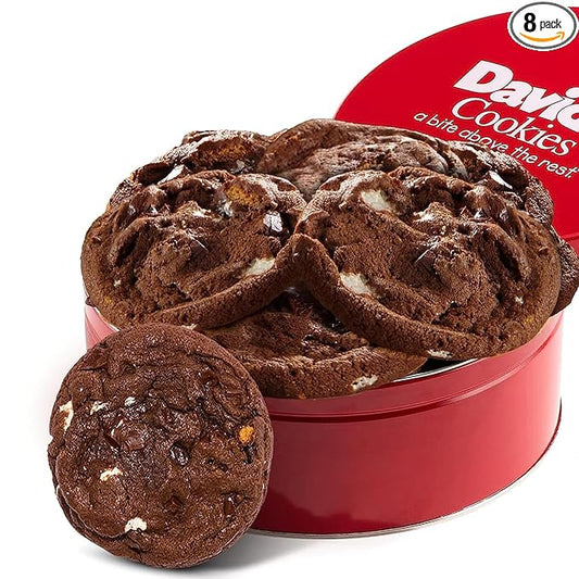 David's Cookies Fresh Baked Decadent Jumbo Smores Cookies Gift Basket Tin - Flavorful Gourmet Cookies - Ideal Food Gift for Corporate, Birthday, Fathers and Mothers Day, Get Well and Other Special Occasions - 2 lb (8 pcs)