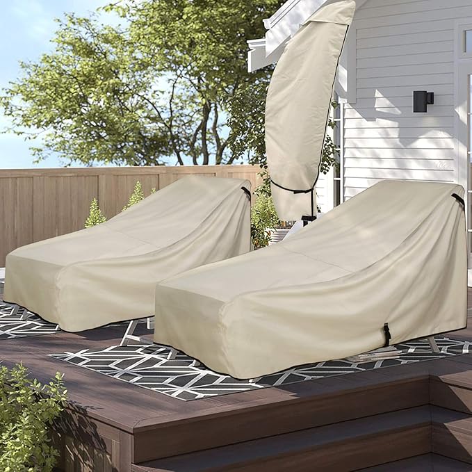 Porch Shield Patio Umbrella Cover - Outdoor Waterproof Garden Offset Banana Parasol Cover Fits Cantilever Offset Umbrella 12-14 Feet, Beige