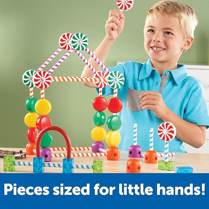 Learning Resources Candy Construction Building Set - 92 Pieces, Ages 4+ Toddler Learning Toys, Fine Motor Building Toy, Preschool Toys, STEM Toys