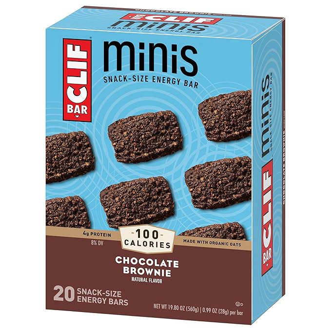 CLIF BAR Minis - Chocolate Brownie Flavor - Made with Organic Oats - 4g Protein - Non-GMO - Plant Based - Snack-Size Energy Bars - 0.99 oz. (20 Pack)