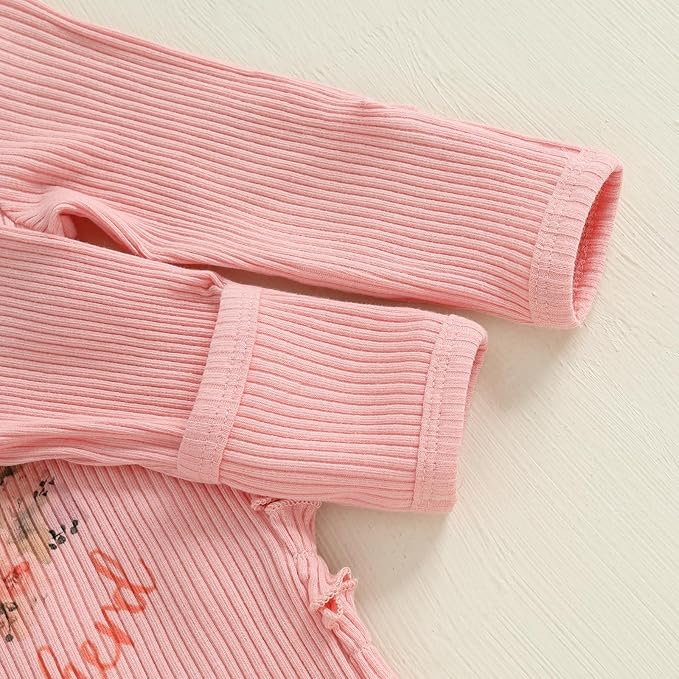 Newborn Baby Girls Rompers Knit Round Neck Long Sleeve Infant Fall Jumpsuits with Headband Coming Home Outfit