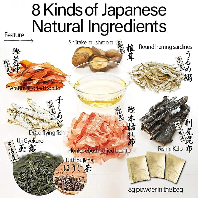 Chaganju Dashi - Umami Powder Soup Stock - Japanese Food, Bonito Flakes, Kelp, Mushroom, 8g×30pacs