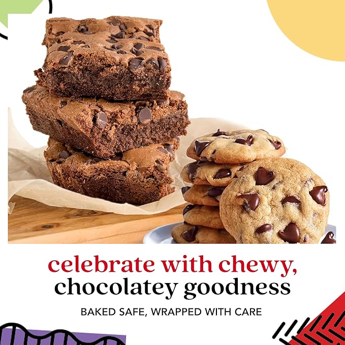 David’s Cookies Happy Birthday Gluten-Free Cookies & Brownies in Sweet Sampler Tin – Freshly Baked Classic Chocolate Chip Cookies & Fudgy Brownies – Gourmet Dessert Gift Box for Birthday Celebrations