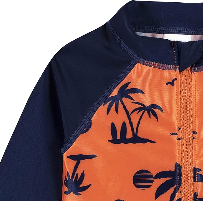 Gerber Boys' Toddler Long Sleeve One Piece Sun Protection Rashguard Swimsuit