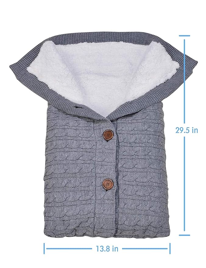 XMWEALTHY Unisex Infant Swaddle Blankets Soft Thick Fleece Knit Baby Girls Boys Stroller Wraps (Baby Grey1)