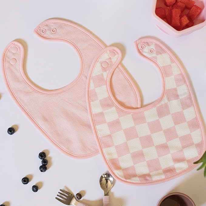 Tiny Twinkle 8 Pack Baby Food Bibs for Eating - Waterproof & Absorbent 6-12 Months Infant Bibs, OEKO-TEX Certified Drooling Bibs for Baby Led Weaning(Girl Print 8-Pack)