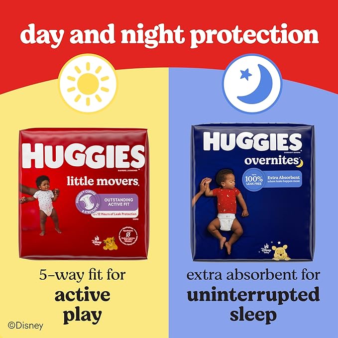 Huggies Size 6 Diapers, Little Movers Baby Diapers, Size 6 (35+ lbs), 108 Count (2 Packs of 54), Packaging May Vary