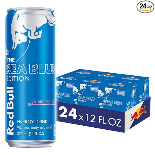 Red Bull Sea Blue Edition Energy Drink, 12 Fl Oz, 24 Cans (6 Packs of 4)