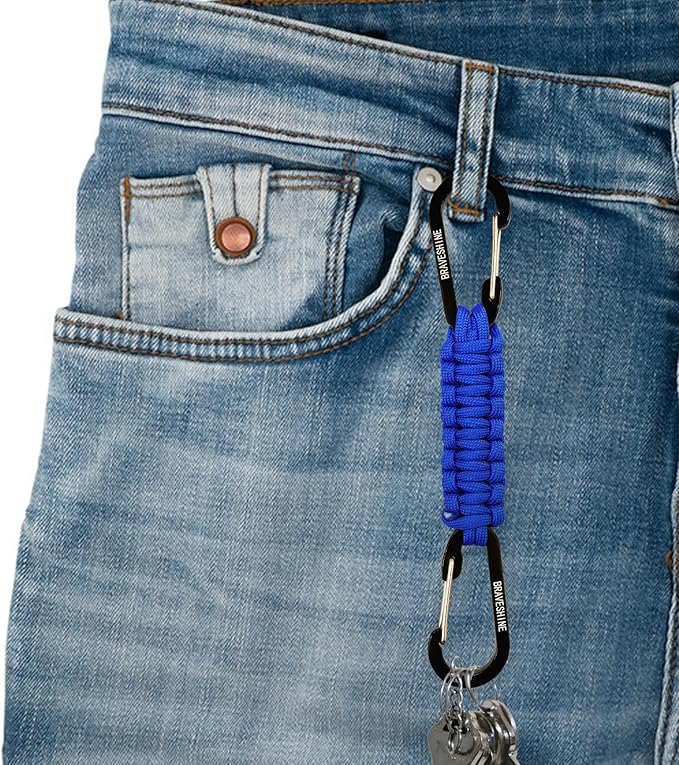 BRAVESHINE Paracord Keychain Carabiner Clip, D Ring Lanyard Hanger Stroller Hook for Water Bottle, Key, Backpacks, Men, Women