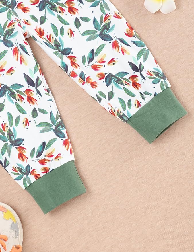 oklady Toddler Baby Girl Clothes Solid Color Ruffle Tops Floral Pants with Headband Fall Winter Cute Girl Outfits